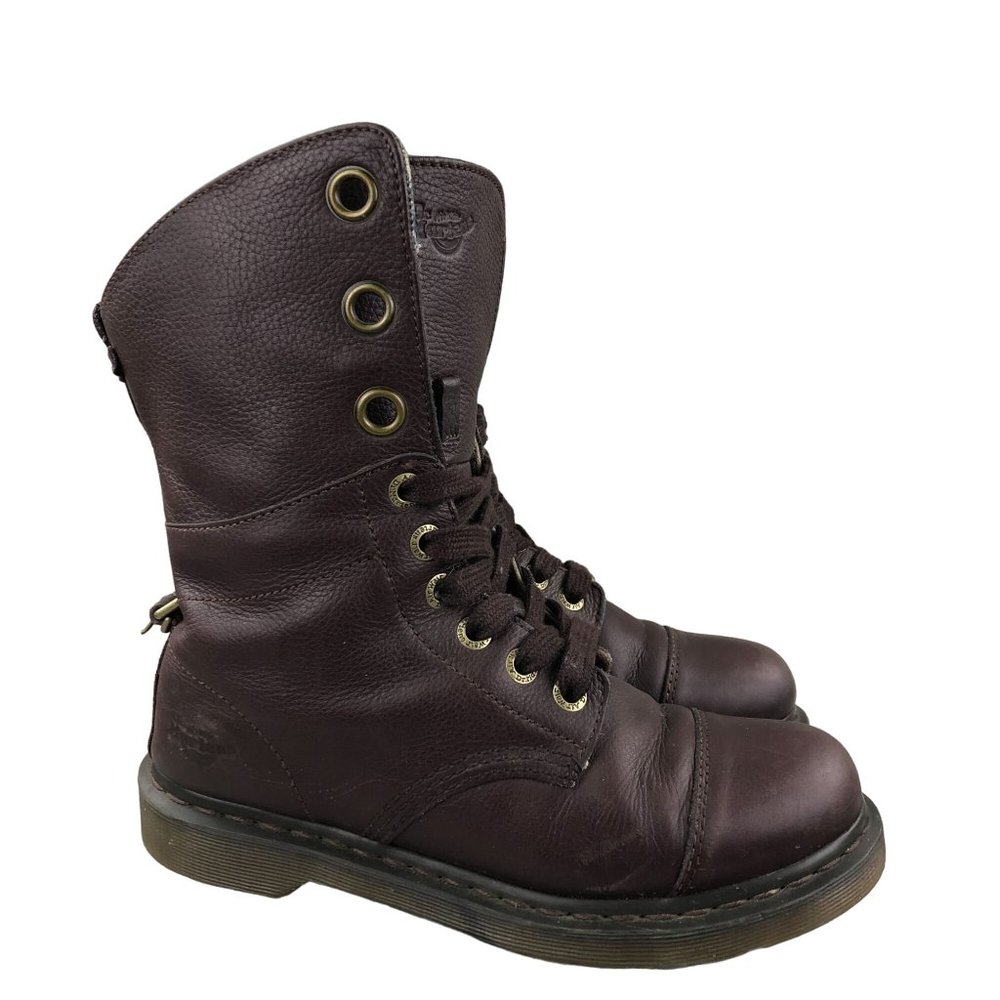 Dr. Martens Women's Size 8 Aimilie Burgundy Purple Leather Lace-Up Boots